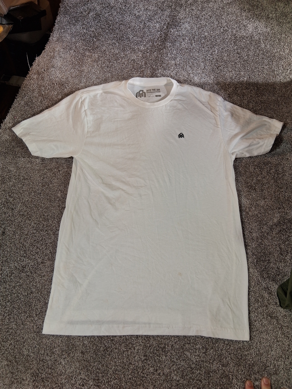 White Short Sleeve Graphic Tee with Small Chest Logo